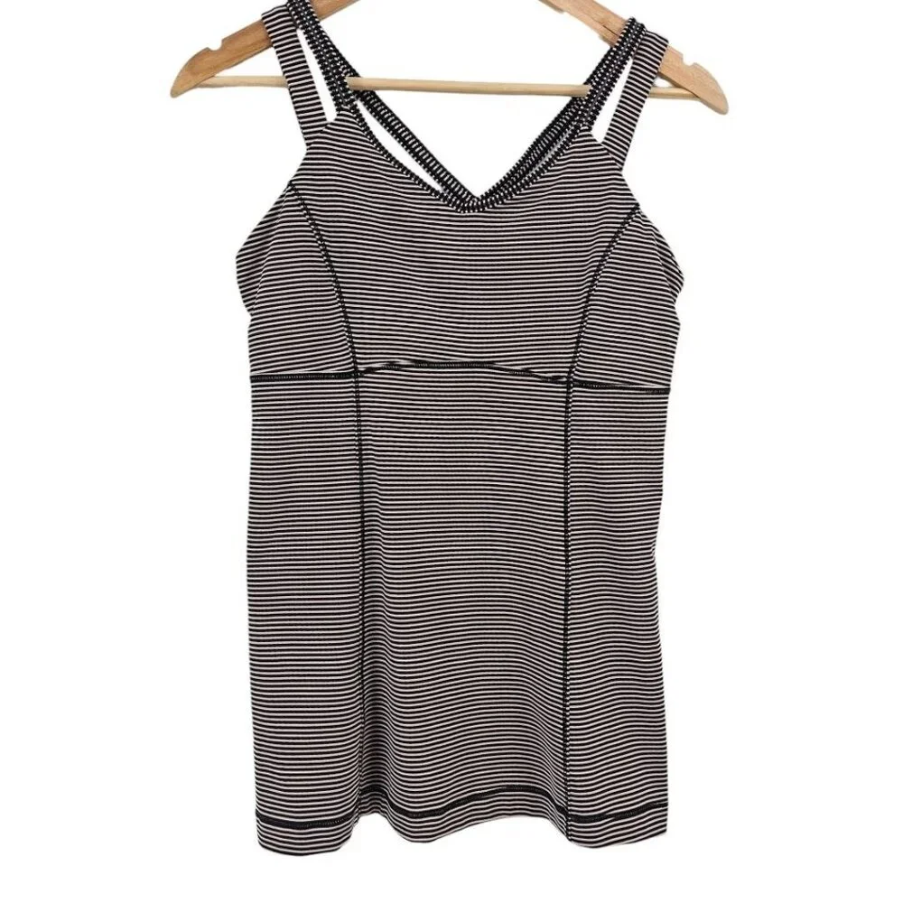 Lululemon Womens 10 Happy‎ Strappy Tank Mini Pop Stripe Black Mink Berry